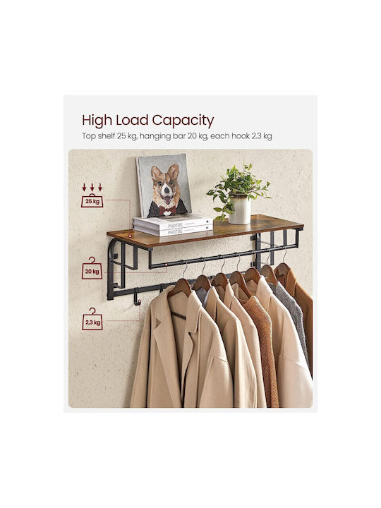 Vasagle Metal Wall Hanger 5 Hooks Brown 80x30x27cm
