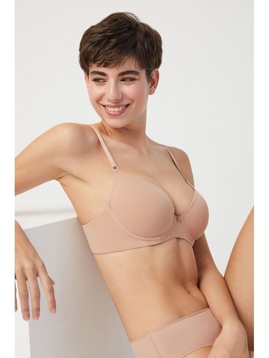 Plunge Plunge Bra with Light Padding Underwire Beige