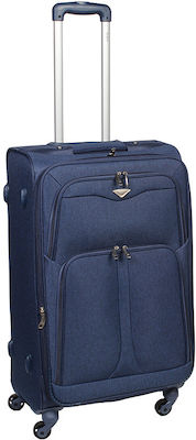 Keskor Large Travel Suitcase Fabric Blue with 4 Wheels Height 73cm