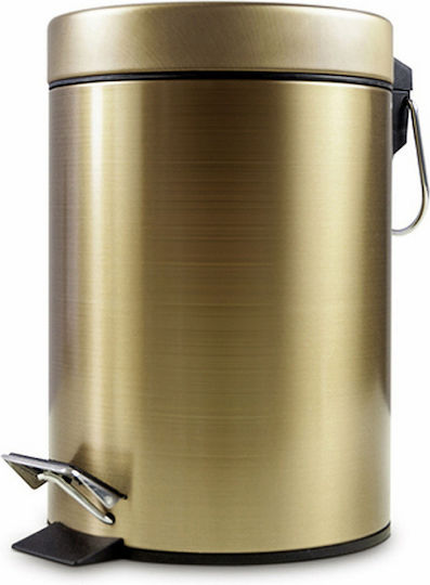 Bronze Art Μεταλλικό Καλαθάκι Μπάνιου Soft Close 5lt Χρυσό