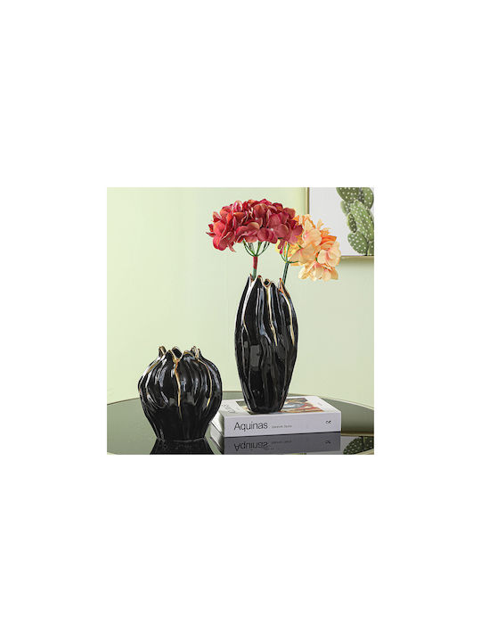 Keskor Vază Decorativă Ceramică Black Gold 13x13x28cm 1buc