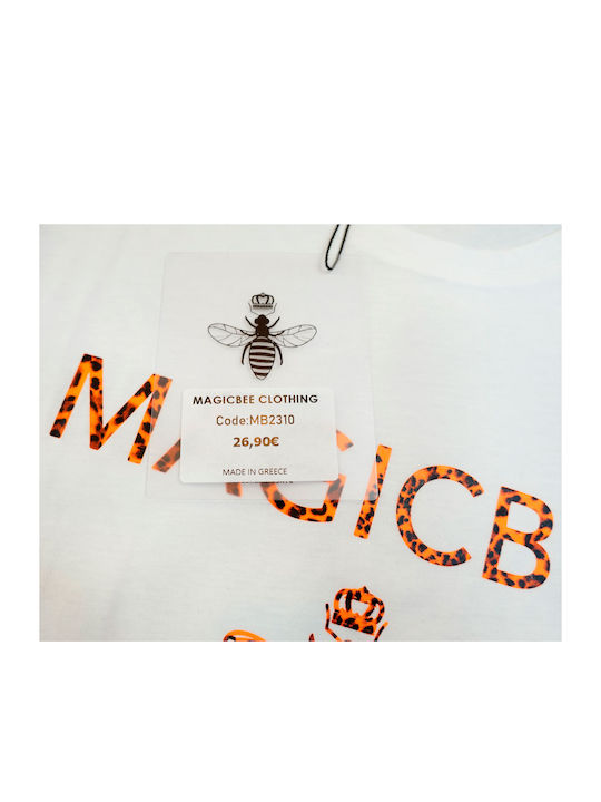 Magic Bee T-shirt Bărbătesc cu Mânecă Scurtă Alb