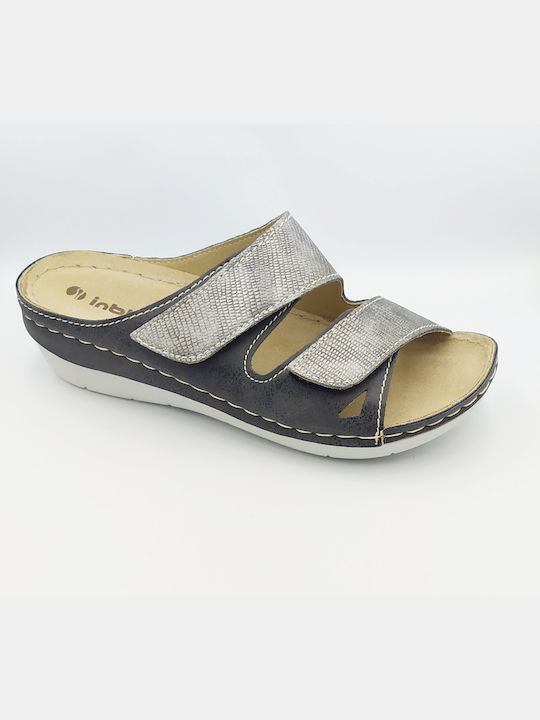 Level Anatomic Black/ Grey Women's Flat Sandals Anatomic in Gray Color