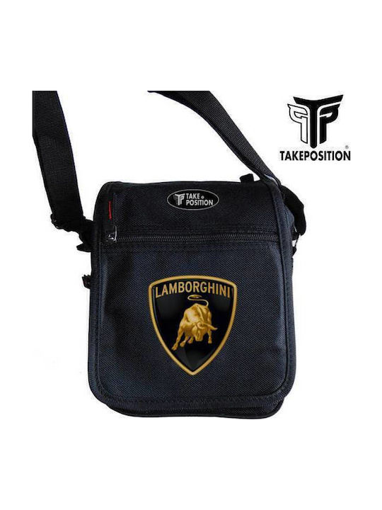 Lamborghini Ανδρική Τσάντα Ώμου / Χιαστί Μαύρη