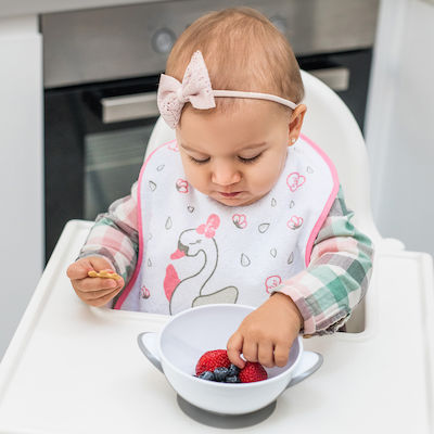 Babyono Wasserdicht Schürze 100% Baumwolle mit Bügelverschluss und Schlaufe Rosa für 9 m+ 1Stück