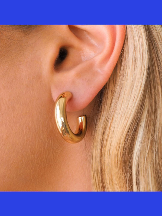 ecarla Earrings Hoops made of Steel Gold Plated
