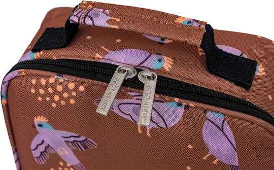 Petit Monkey Βirds of Paradise School Insulated Hand Lunch Bag Brown 20.5 x 7.5 x 21.5cm