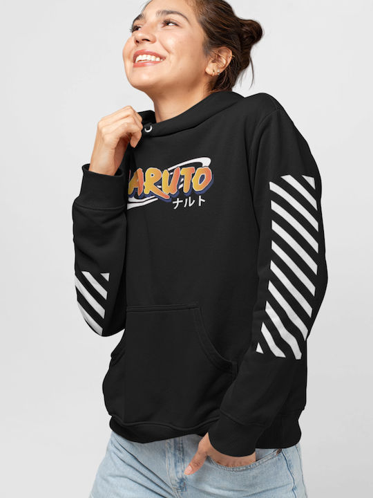 T-shirt Studio UCHIHA Φούτερ με Κουκούλα Naruto Μαύρο