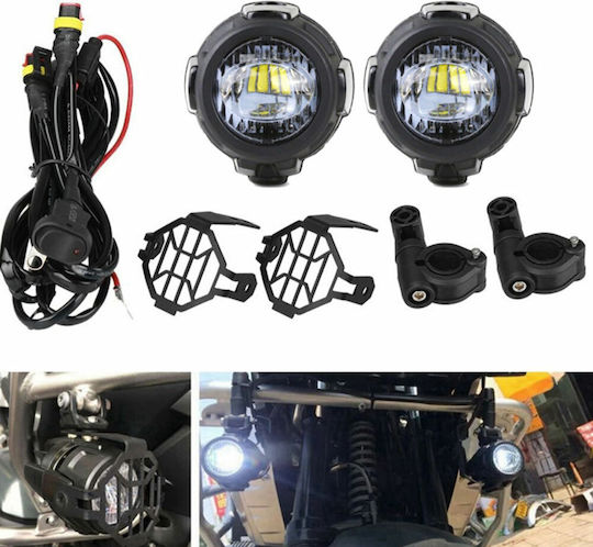 Round Foglights Car LED Universal 12 / 24V 40W with White Lighting 2pcs