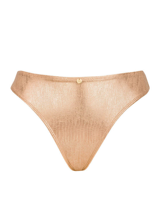 Filipines Bikini Slip Talie Înaltă Auriu
