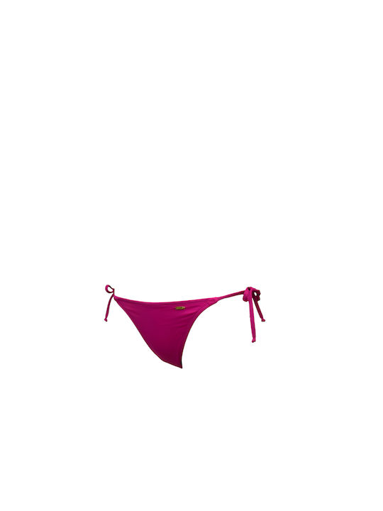 Bikini Slip με Κορδονάκια Φούξια