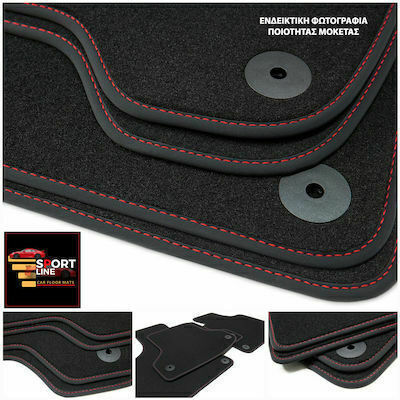 Alfa Romeo Giulietta 2010 2018 Teppichmatten Sport Line Schwarz mit roter Naht Rote Stickerei Giulietta Set aus 4 Teilen