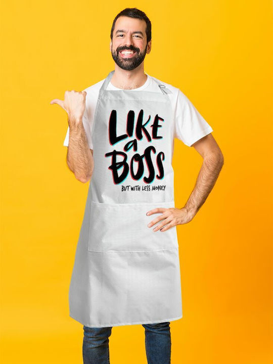 Koupakoupa Like a boss Ποδιά Κουζίνας Λευκή KP_3723_APRON-BBQ-ADULT