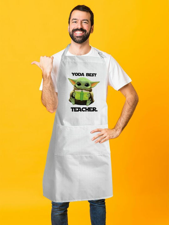 Koupakoupa Yoda Best Teacher Küchenschürze Weiß KP_4687_APRON-BBQ-ADULT 1Stück