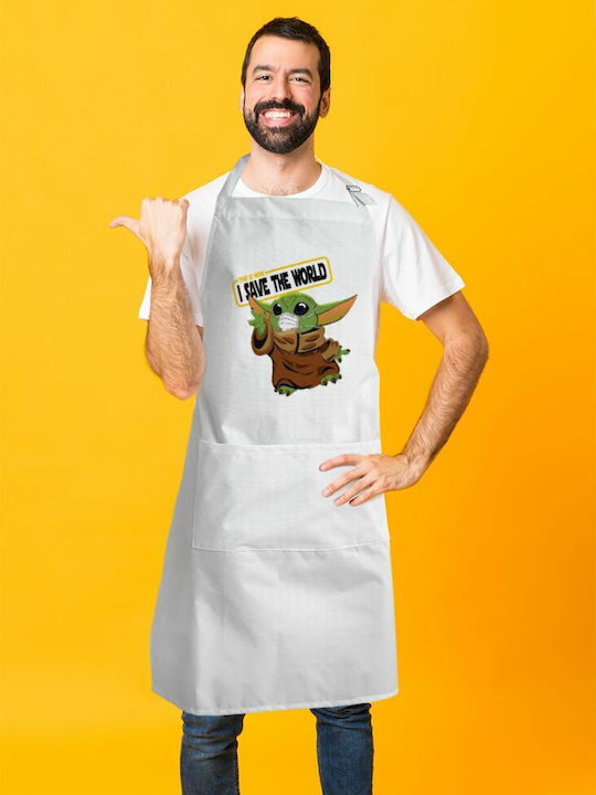 Koupakoupa Baby Yoda Ποδιά Κουζίνας Λευκή KP_1773_APRON-BBQ-ADULT