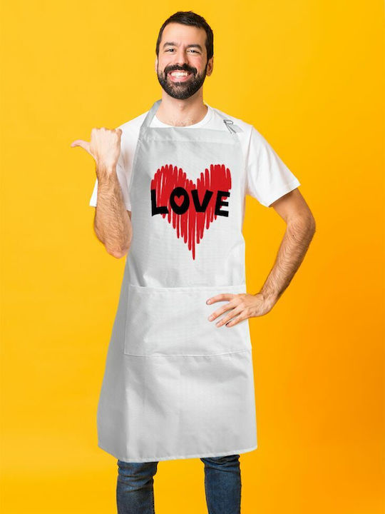 Koupakoupa Love Șorț de Bucătărie Albă KP_5172_APRON-BBQ-ADULT 1buc