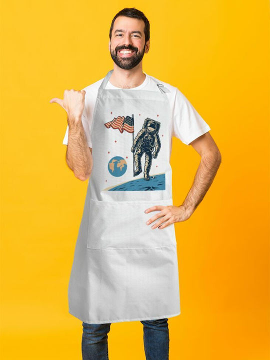 Koupakoupa first man on moon Șorț de Bucătărie Albă KP_2518_APRON-BBQ-ADULT 1buc