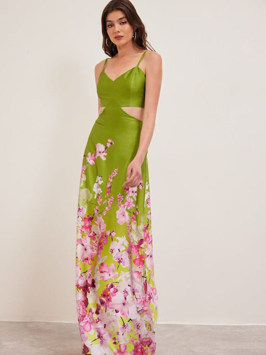 Damenkleid Sommer Maxi Satin Grün