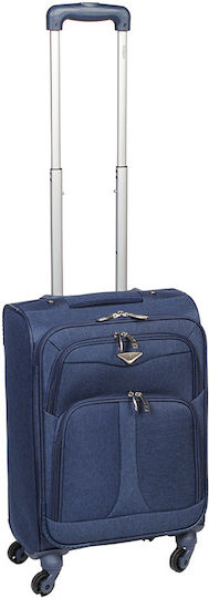 Keskor Cabin Travel Suitcase Fabric Blue with 4 Wheels Height 54cm