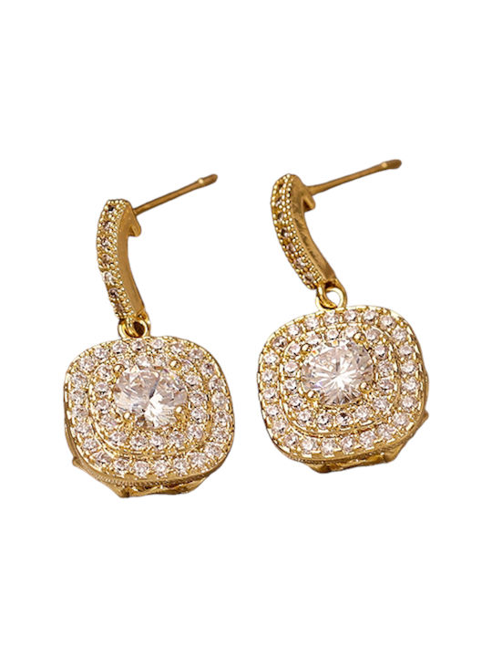 Beyounger Earrings Pendants Gold Plated with Stones