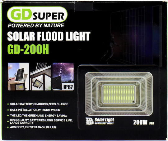 Waterproof Solar LED Floodlight 200W Cold White 6500K with Remote Control IP67