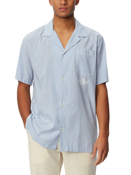 Les Deux Men's Shirt Short Sleeve Cotton Light Blue