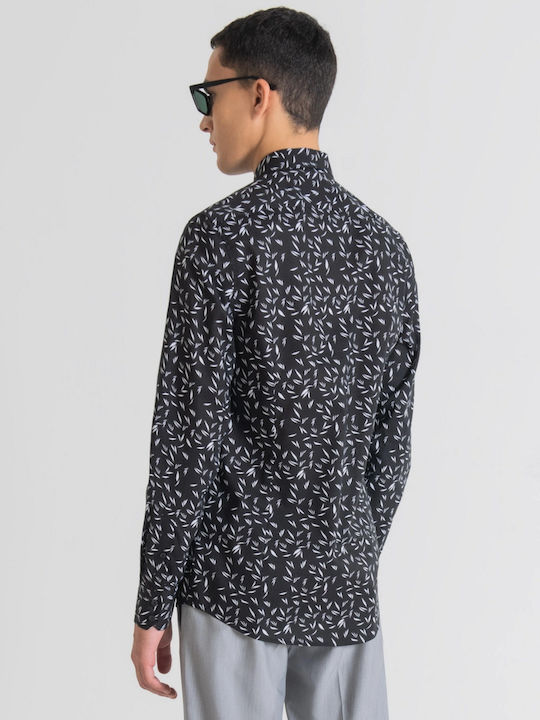 Long-sleeved Cotton Shirt Navy Blue