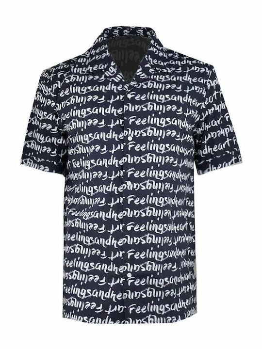 Antony Morato Men's Shirt Short Sleeve Navy Blue