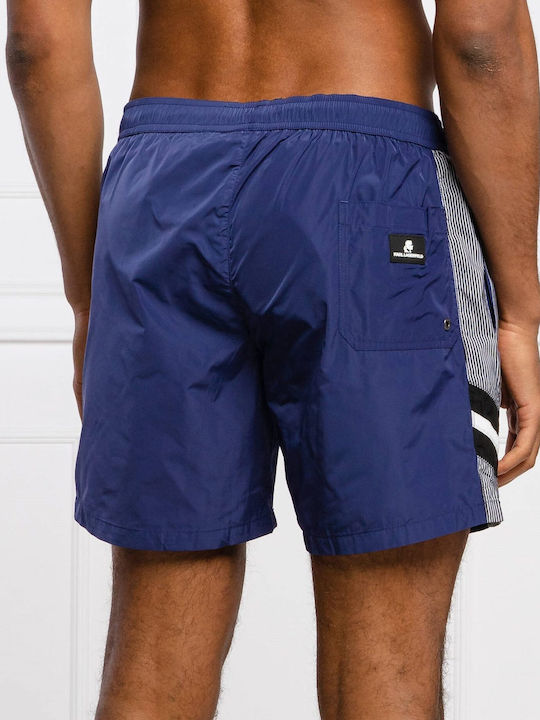 Karl Lagerfeld Men's Swimwear Shorts Navy Blue Striped