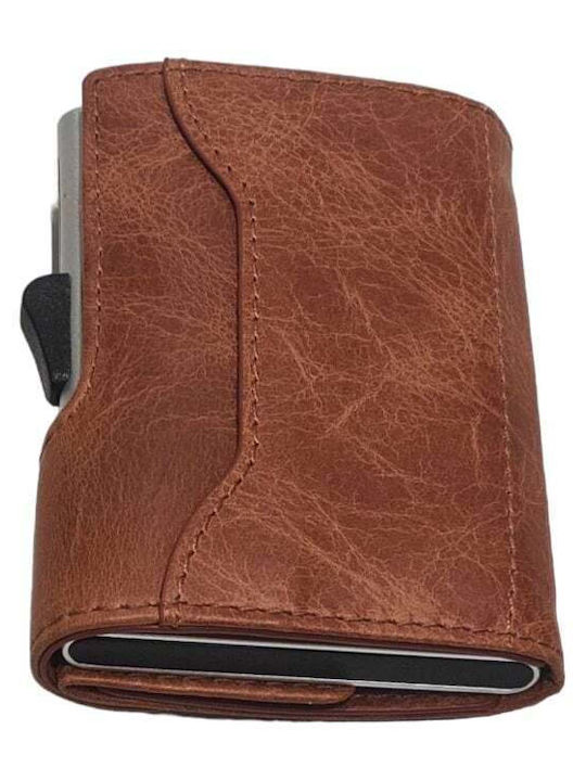 Leather Men's Wallet Cards with RFID Tabac Brown