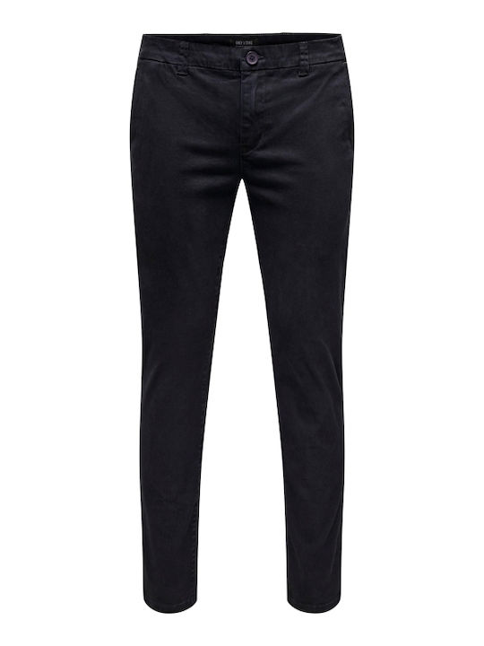 Herrenhose Chino Schlank Passform Marineblau