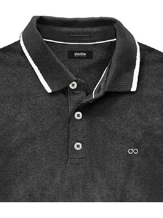 Double Men's Short Sleeve Blouse Polo Black