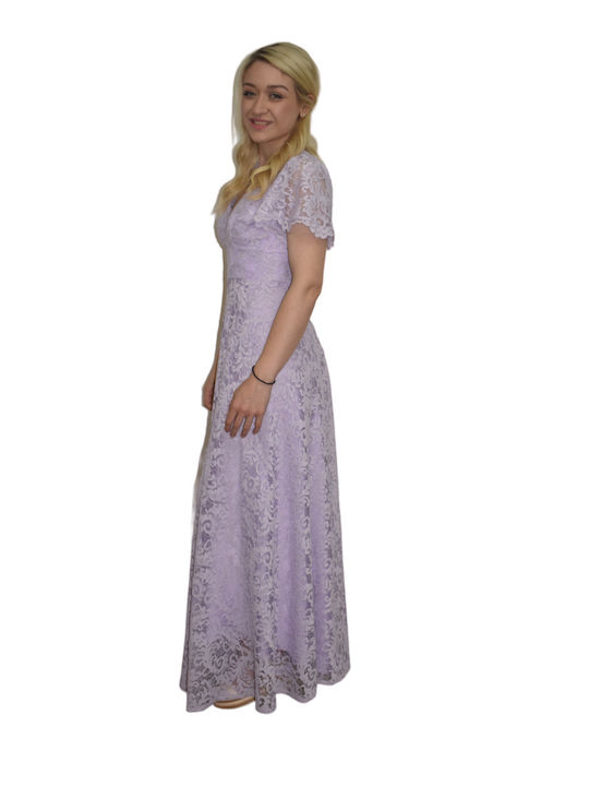 Coelia Summer Maxi Dress for Wedding / Baptism with Lace Purple