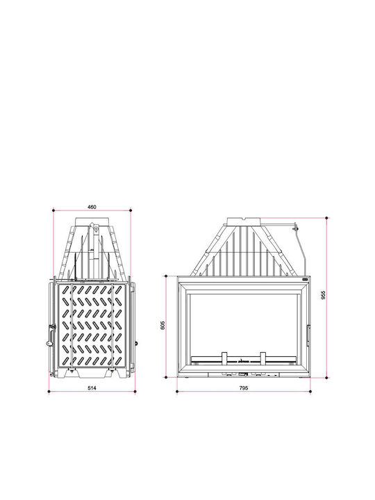 Invicta Wood Fireplace Insert with See-Through Window Closed Expansion Tank