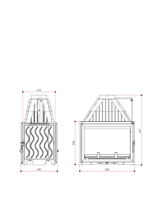 Invicta Wood Fireplace Insert with See-Through Window Closed Expansion Tank