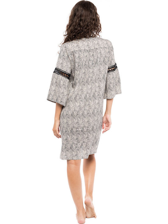 Pink Label Damen Mini Kaftan Strand Schwarz