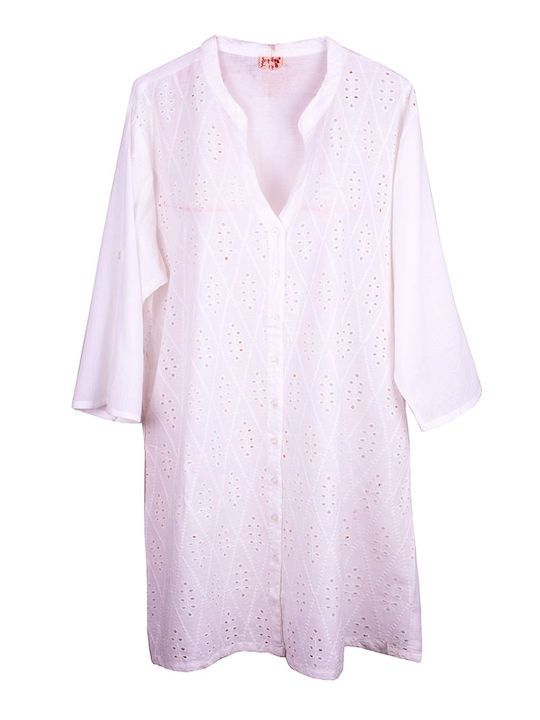 Swarna Damen Mini Kaftan Strand Weiß