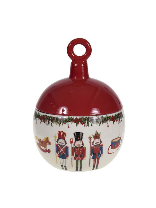 Χριστουγεννιάτικη Borcan de prăjituri Ceramică Roșu M21xL14xD14cm 1buc