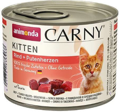 Animonda Carny Kitten Nasses Katzenfutter für Katze in Dose mit Rindfleisch, Huhn und Kaninchen 200gr 83967