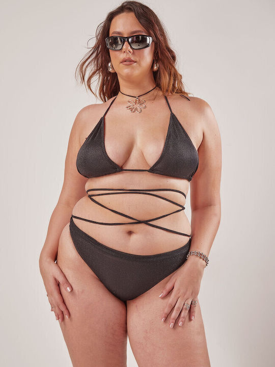 Bikini Set Triangle Top & Slip Bottom Gigi with Adjustable Straps Black