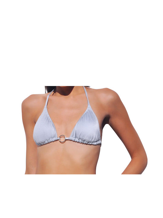 Apple Boxer Bikini Set Triangle Top & Slip Bottom with Adjustable Straps Silver