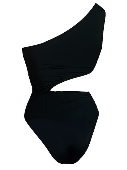 Bluepoint One-Piece Swimsuit with One Shoulder Black