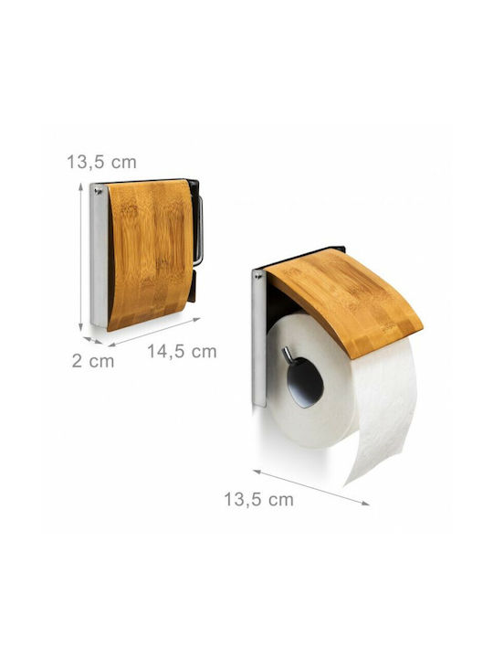Relaxdays Bamboo Paper Holder Wall Mounted Brown