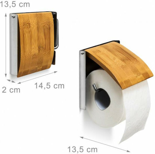 Relaxdays Bamboo Paper Holder Wall Mounted Brown