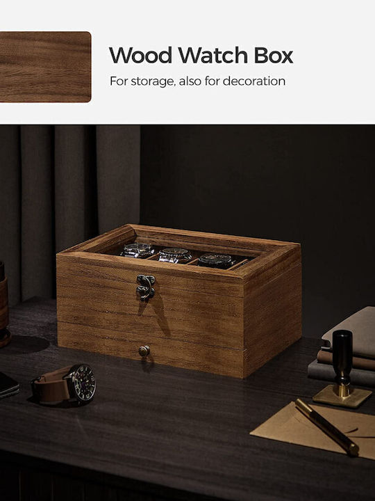 Songmics Wooden Jewellery Box with Drawer & Mirror Brown 27x12.5x12.5cm Songmics Wooden Jewellery Box with Drawer & Mirror Brown 27x12.5x12.5cm