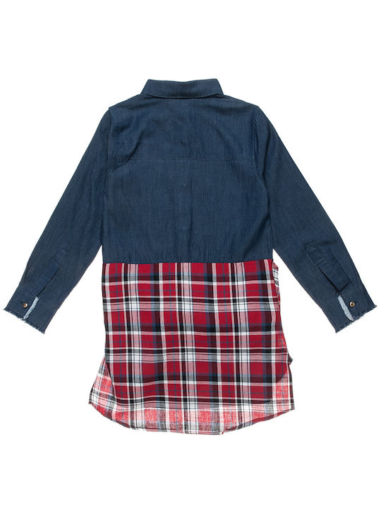 Alouette Kids Checked Denim Shirt Blue