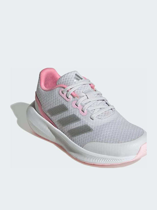 Runfalcon 3.0 K Kids Sports Shoes Running with Laces Dash Grey / Silver Metallic / Bliss Pink