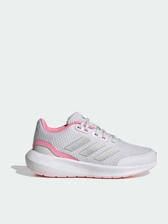Runfalcon 3.0 K Kids Sports Shoes Running with Laces Dash Grey / Silver Metallic / Bliss Pink