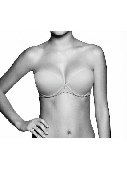 Μπεζ Strapless Σουτιέν Push Up