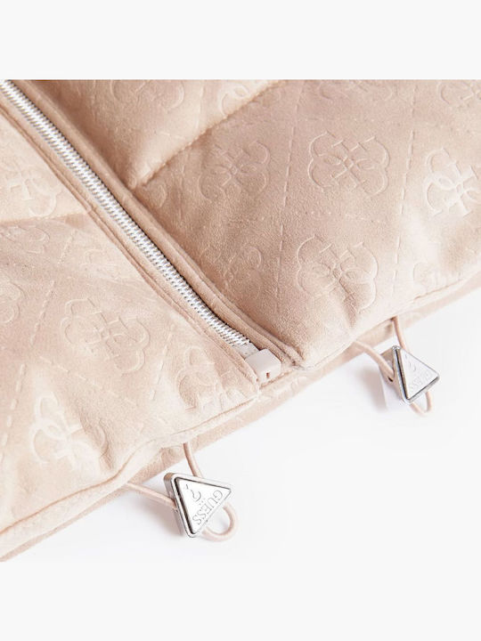 Kurz Damen Ärmellos Puffer Jacke Beige.